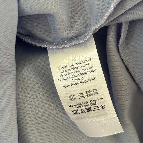 DKNY Dusty Blue Embroidered Floral Sleeveless Asymmetric Hem Midi Dress - Picture 6 of 9